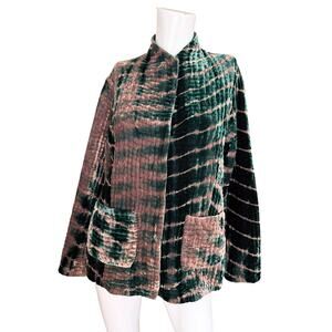 Bianco Levrin Silk Velvet Tie Dye Jacket Art to Wear Boho Relaxed One Size